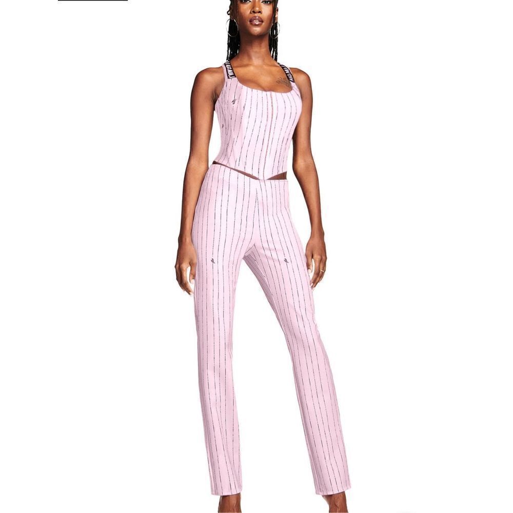 nwt iamgia dominique pant pink pinstripe XXS